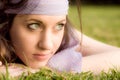 Beautiful young caucasian girl at the park Royalty Free Stock Photo