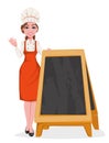 Beautiful young chef woman. Pretty cook lady Royalty Free Stock Photo