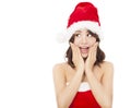 Beautiful young christmas woman making a funny expression Royalty Free Stock Photo