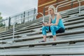 A Young Athletic College Athlete Prepares For A Track Meet At A University Royalty Free Stock Photo