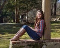 Beautiful young country girl on farm outdoors Royalty Free Stock Photo