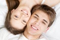 Beautiful young couple in bed Royalty Free Stock Photo