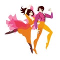 Beautiful young couple dancing flamenco isolated on white background. Vector illustration Royalty Free Stock Photo