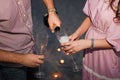 Beautiful young couple with glasses of champagne. Royalty Free Stock Photo