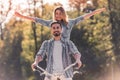 Couple with a tandem bicycle Royalty Free Stock Photo