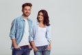 Beautiful young couple in jeans Royalty Free Stock Photo