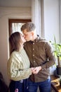 beautiful young couple kissing near the window Royalty Free Stock Photo