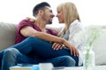 Beautiful young couple in love at home. Royalty Free Stock Photo