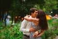 Beautiful young couple on a nature background