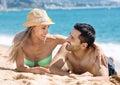 Beautiful young couple sunbathing Royalty Free Stock Photo