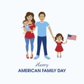 Happy American Family Day Poster with parents with their children vector Royalty Free Stock Photo