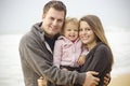 Beautiful Young Family Portrait on the Beach Royalty Free Stock Photo