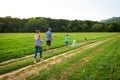 Beautiful young family with their pet dog Royalty Free Stock Photo