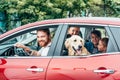 beautiful young family travelling by car Royalty Free Stock Photo