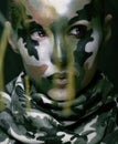 Beautiful young fashion woman with military style clothing and face paint make-up Royalty Free Stock Photo