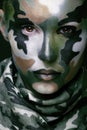 Beautiful young fashion woman with military style Royalty Free Stock Photo