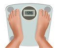 Beautiful young feet on the scale. Concept of diet