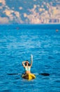 Best kanu kayak trip ever, happy young woman Royalty Free Stock Photo