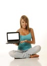 Beautiful young female with laptop Royalty Free Stock Photo