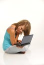 Beautiful young female with laptop Royalty Free Stock Photo