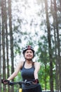 Beautiful young female woman helmet activity bicycle Royalty Free Stock Photo