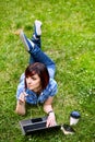 Beautiful young freelancer woman using laptop Royalty Free Stock Photo