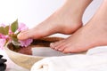 Indulge in Serenity: Beautiful Feet with French Nails Polish in a Spa Studio Royalty Free Stock Photo