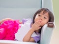 Beautiful young girl child laying down Royalty Free Stock Photo