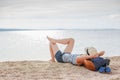 Beautiful young girl enjoying freedom at the beach Royalty Free Stock Photo