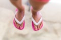 Beautiful young girl feet on a glass pavement Royalty Free Stock Photo