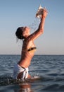 Beautiful young girl has a shower bath Royalty Free Stock Photo