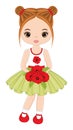 Beautiful Young Girl Holding Bouquet of Poppies. Vector Poppy Royalty Free Stock Photo