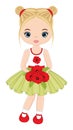 Beautiful Young Girl Holding Bouquet of Red Poppies. Vector Poppy Royalty Free Stock Photo