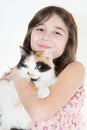 Beautiful young girl holging her cat the Bestfriends