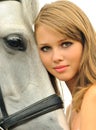 Beautiful young girl and horse Royalty Free Stock Photo