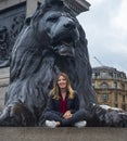 Beautiful young girl in London - sightseeing tour Royalty Free Stock Photo