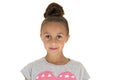 Beautiful young girl model portrait with hairdo in a bun smiling Royalty Free Stock Photo