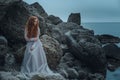 Beautiful young girl in the morning under the water