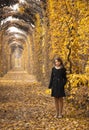 Beautiful young girl in a mysterious autumn park