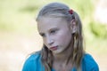 Beautiful young girl outdoors, portrait children close up Royalty Free Stock Photo