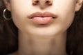 Beautiful young girl studio portrait. Abstract lips and nose Royalty Free Stock Photo