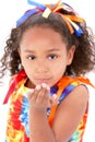 Beautiful Young Girl In Tie Die Outfit Blowing A Kiss