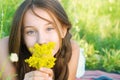 Beautiful Young Girl with very Long Hair Outdoors. Royalty Free Stock Photo