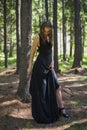 Beautiful young girl walking in a fairy forest. Royalty Free Stock Photo