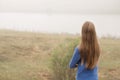 Young girl was alone in nature Royalty Free Stock Photo