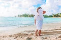 Beautiful young girl wearing angel wings on the beach Royalty Free Stock Photo