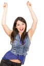 Beautiful young girl wearing blue crop top posing Royalty Free Stock Photo