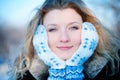 Beautiful young girl in winter day