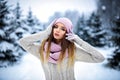 Beautiful girl winter portrait close up Royalty Free Stock Photo