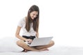 Beautiful young girl working on her laptop Royalty Free Stock Photo